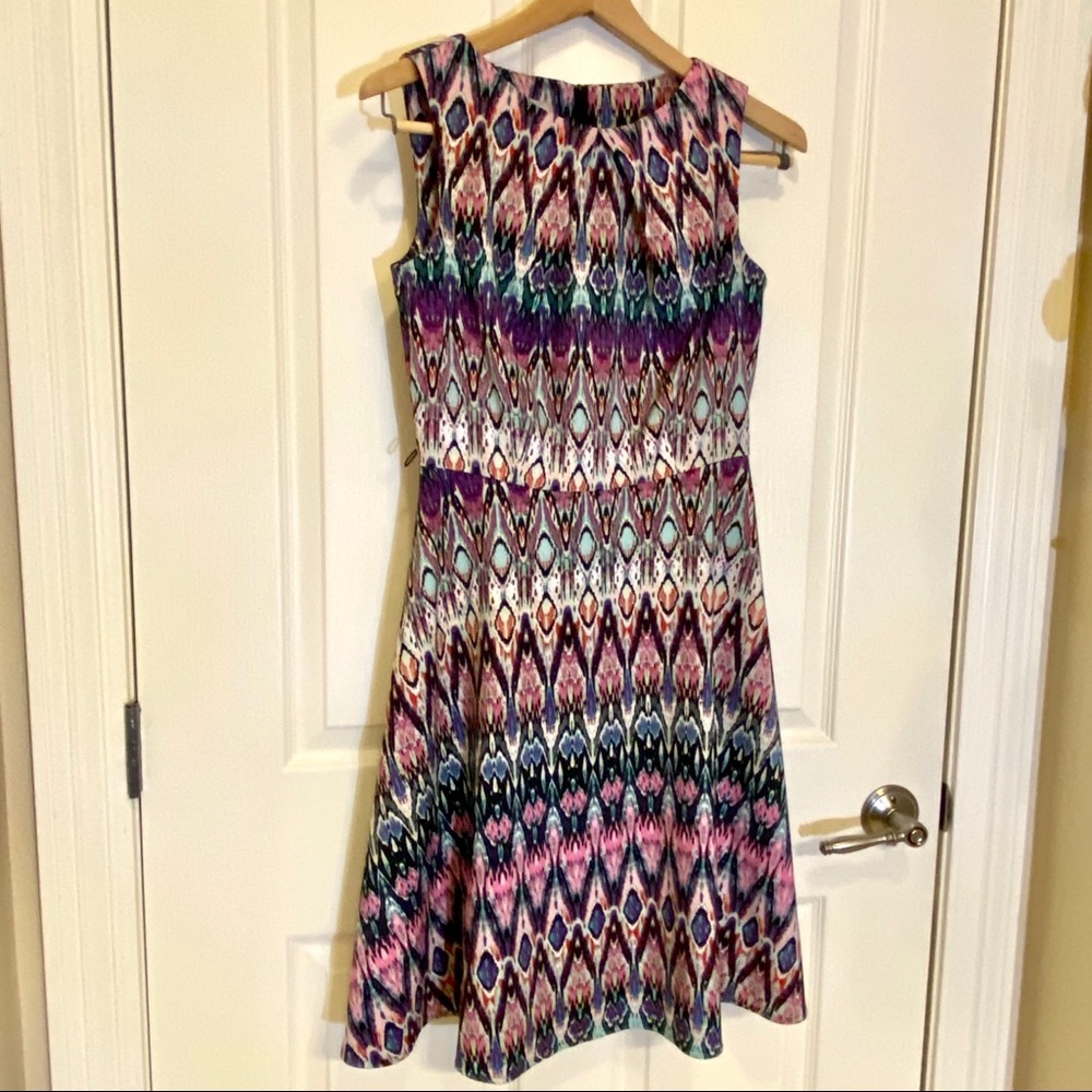 Signature Darby Sz 6 Pink Blue A-Line Career Dress